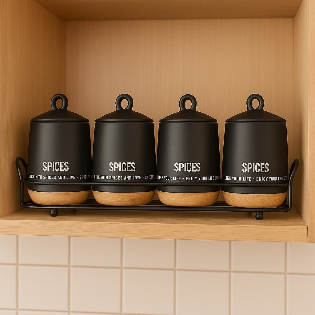 طقم بورسلين قاعدة خشبية